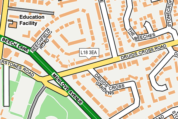 L18 3EA map - OS OpenMap – Local (Ordnance Survey)