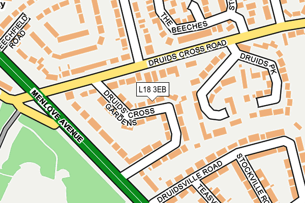 L18 3EB map - OS OpenMap – Local (Ordnance Survey)