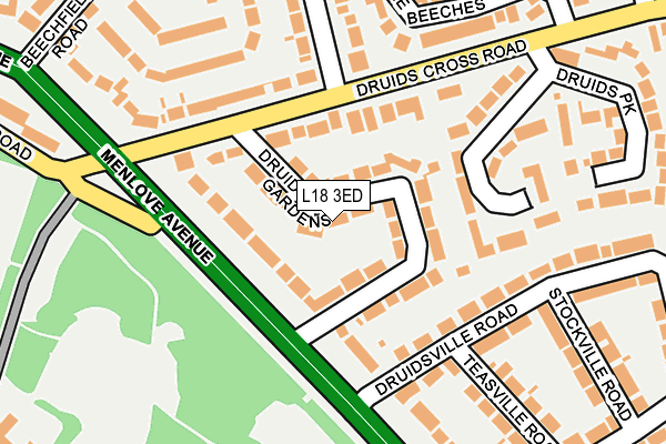 L18 3ED map - OS OpenMap – Local (Ordnance Survey)