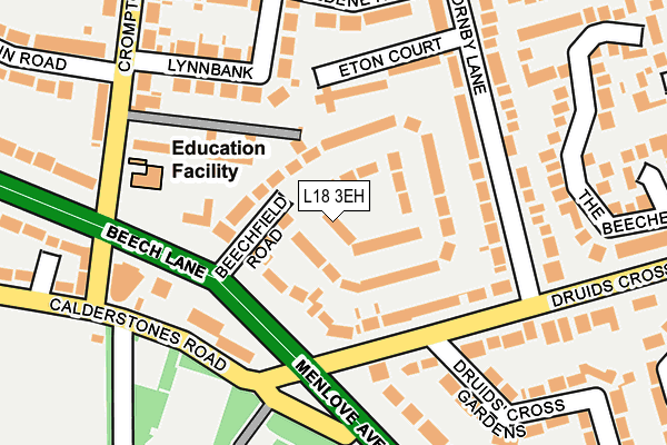 L18 3EH map - OS OpenMap – Local (Ordnance Survey)