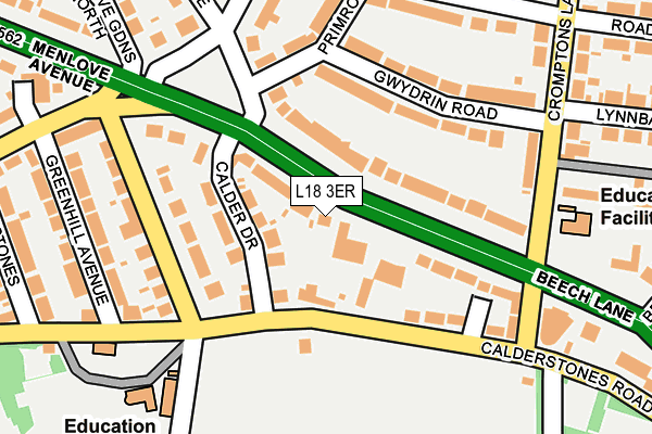 L18 3ER map - OS OpenMap – Local (Ordnance Survey)