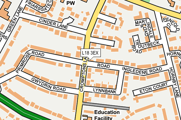 L18 3EX map - OS OpenMap – Local (Ordnance Survey)