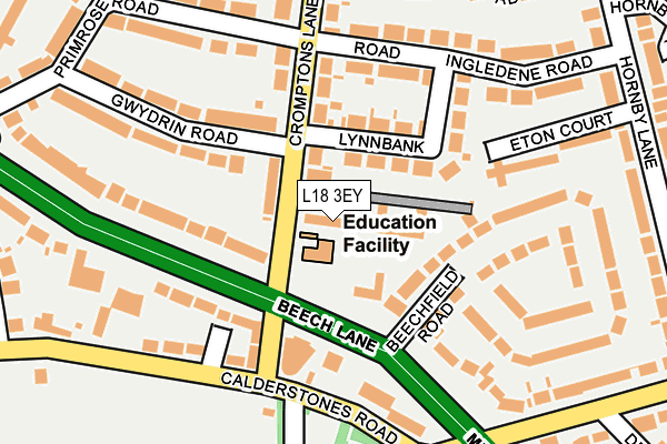 L18 3EY map - OS OpenMap – Local (Ordnance Survey)