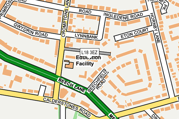 L18 3EZ map - OS OpenMap – Local (Ordnance Survey)