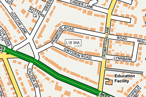 L18 3HA map - OS OpenMap – Local (Ordnance Survey)