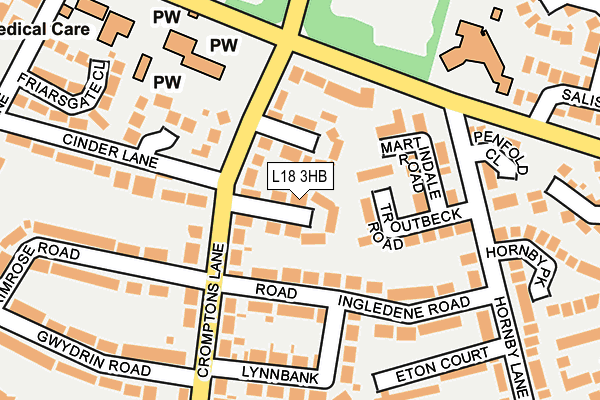 L18 3HB map - OS OpenMap – Local (Ordnance Survey)