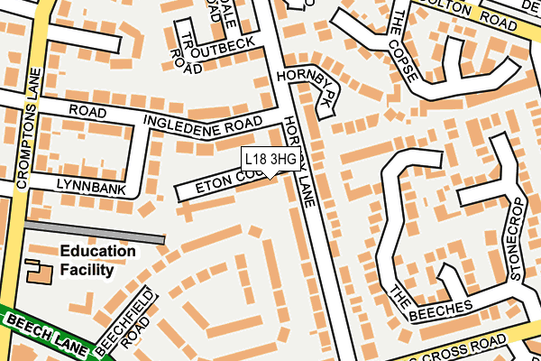 L18 3HG map - OS OpenMap – Local (Ordnance Survey)