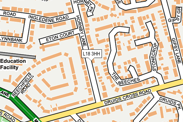 L18 3HH map - OS OpenMap – Local (Ordnance Survey)