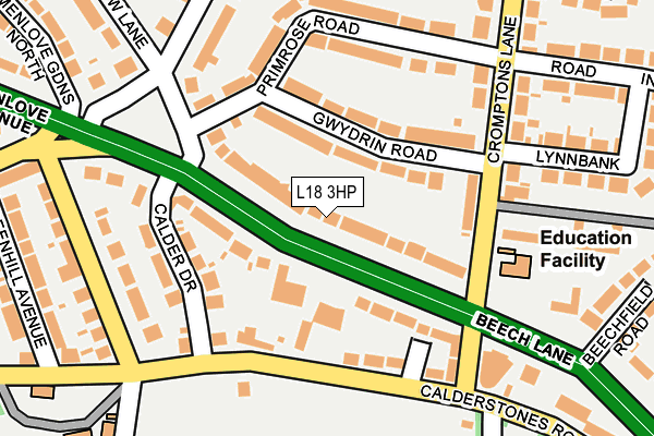 L18 3HP map - OS OpenMap – Local (Ordnance Survey)