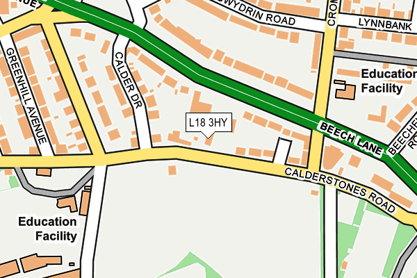 L18 3HY map - OS OpenMap – Local (Ordnance Survey)
