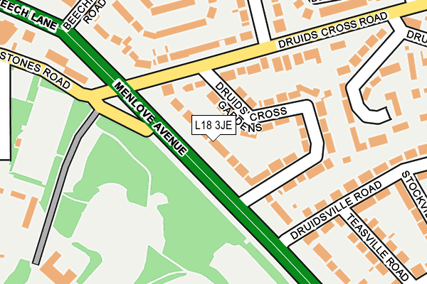 L18 3JE map - OS OpenMap – Local (Ordnance Survey)