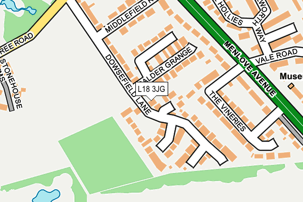 L18 3JG map - OS OpenMap – Local (Ordnance Survey)