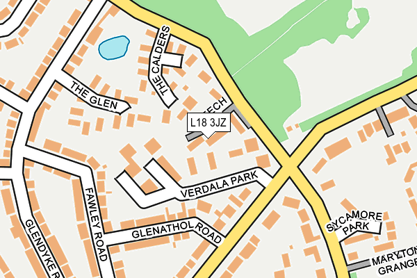 L18 3JZ map - OS OpenMap – Local (Ordnance Survey)