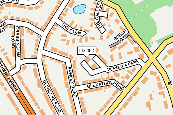 L18 3LD map - OS OpenMap – Local (Ordnance Survey)