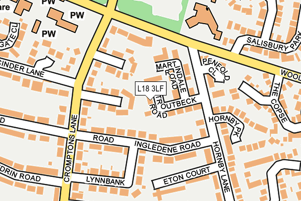 L18 3LF map - OS OpenMap – Local (Ordnance Survey)