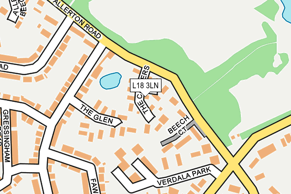 L18 3LN map - OS OpenMap – Local (Ordnance Survey)