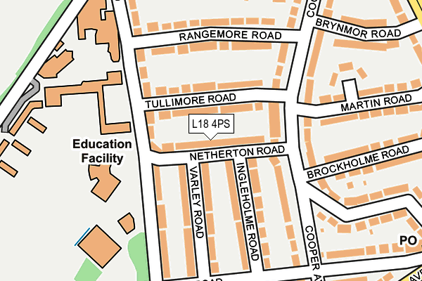 L18 4PS map - OS OpenMap – Local (Ordnance Survey)