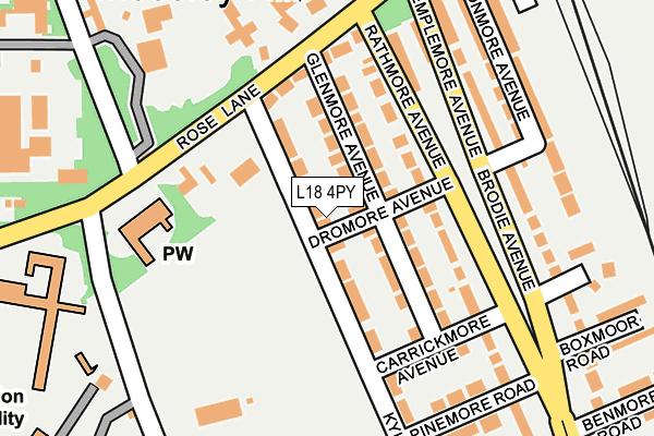 L18 4PY map - OS OpenMap – Local (Ordnance Survey)