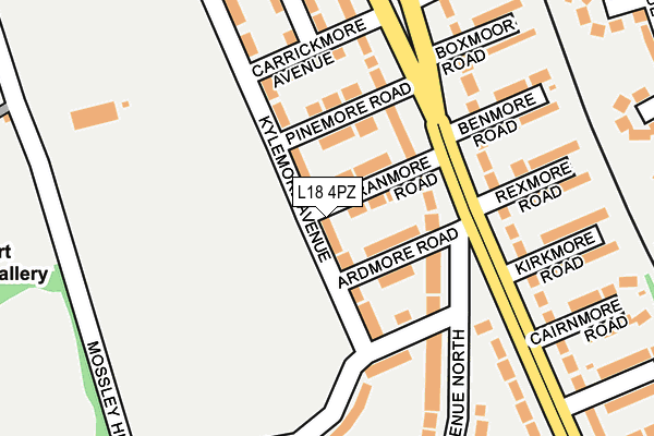 L18 4PZ map - OS OpenMap – Local (Ordnance Survey)