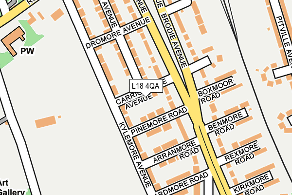 L18 4QA map - OS OpenMap – Local (Ordnance Survey)