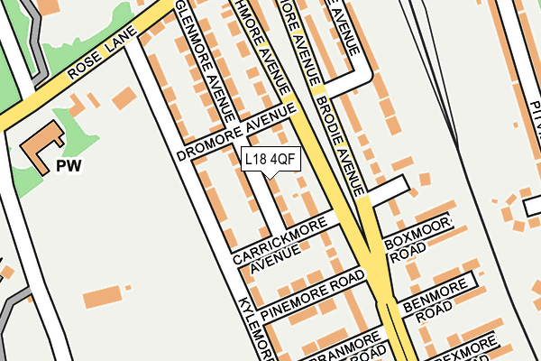 L18 4QF map - OS OpenMap – Local (Ordnance Survey)