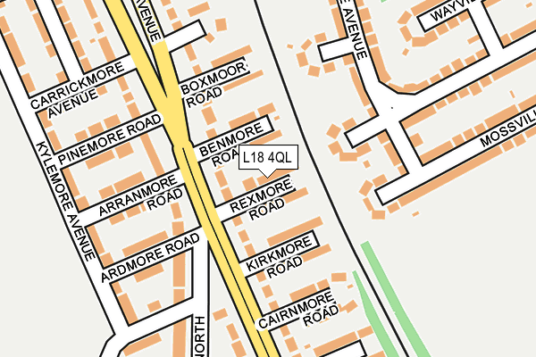 L18 4QL map - OS OpenMap – Local (Ordnance Survey)