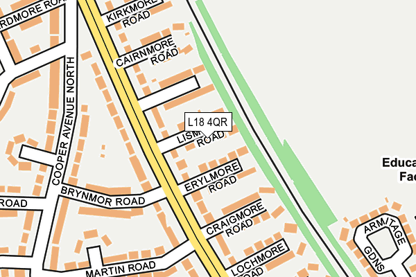 L18 4QR map - OS OpenMap – Local (Ordnance Survey)