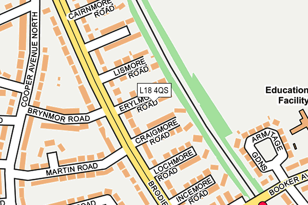 L18 4QS map - OS OpenMap – Local (Ordnance Survey)