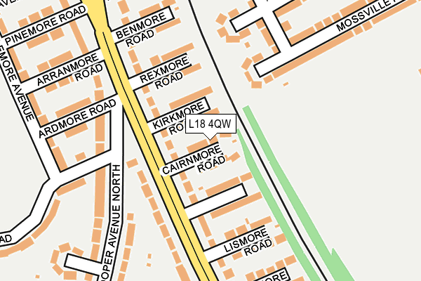 L18 4QW map - OS OpenMap – Local (Ordnance Survey)
