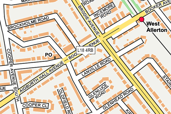 L18 4RB map - OS OpenMap – Local (Ordnance Survey)