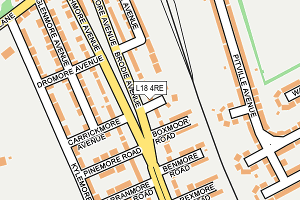 L18 4RE map - OS OpenMap – Local (Ordnance Survey)