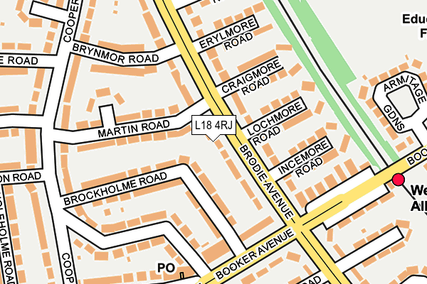 L18 4RJ map - OS OpenMap – Local (Ordnance Survey)