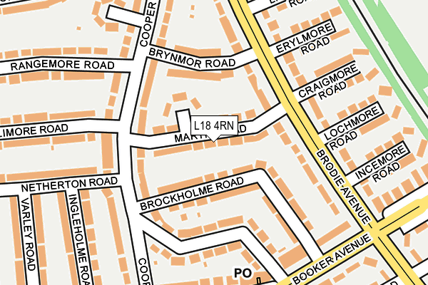 L18 4RN map - OS OpenMap – Local (Ordnance Survey)