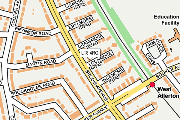 L18 4RQ map - OS OpenMap – Local (Ordnance Survey)