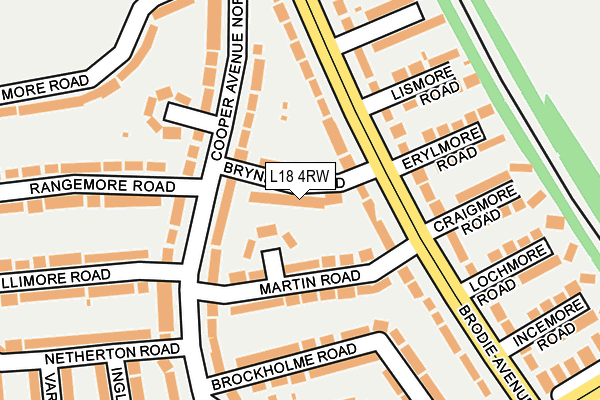 L18 4RW map - OS OpenMap – Local (Ordnance Survey)