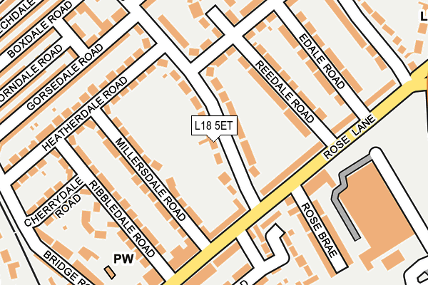 L18 5ET map - OS OpenMap – Local (Ordnance Survey)