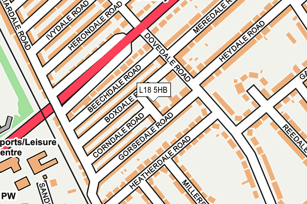 L18 5HB map - OS OpenMap – Local (Ordnance Survey)
