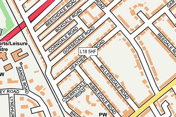 L18 5HF map - OS OpenMap – Local (Ordnance Survey)