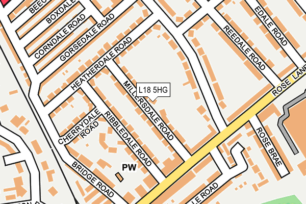 L18 5HG map - OS OpenMap – Local (Ordnance Survey)