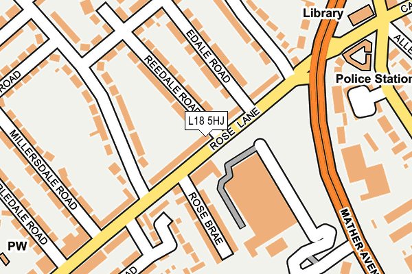 L18 5HJ map - OS OpenMap – Local (Ordnance Survey)