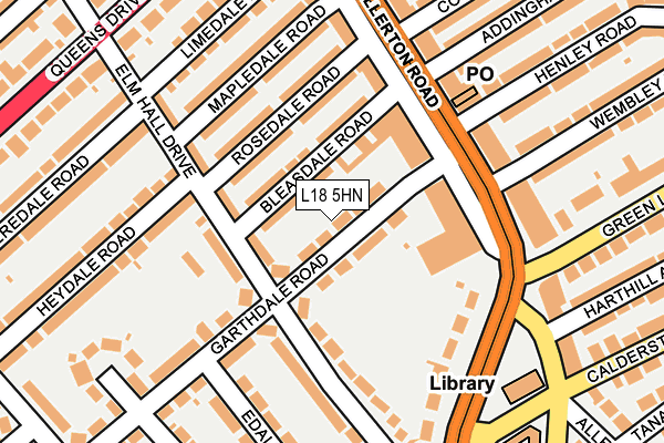 L18 5HN map - OS OpenMap – Local (Ordnance Survey)