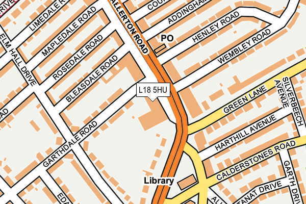 L18 5HU map - OS OpenMap – Local (Ordnance Survey)