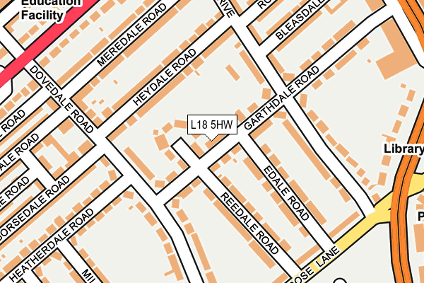 L18 5HW map - OS OpenMap – Local (Ordnance Survey)
