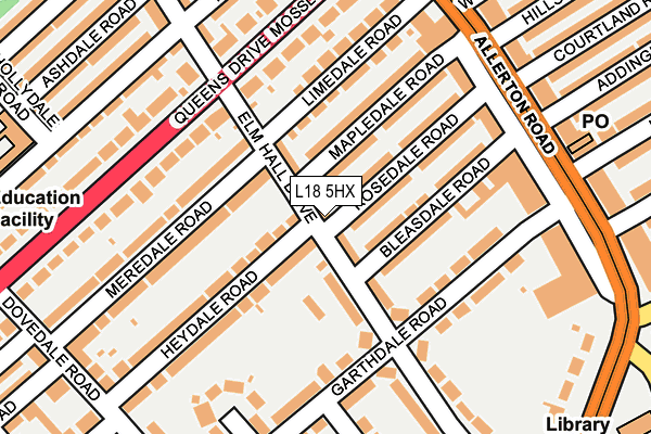 L18 5HX map - OS OpenMap – Local (Ordnance Survey)