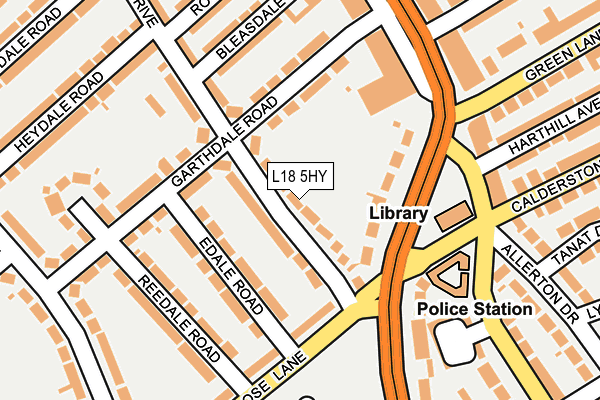 L18 5HY map - OS OpenMap – Local (Ordnance Survey)