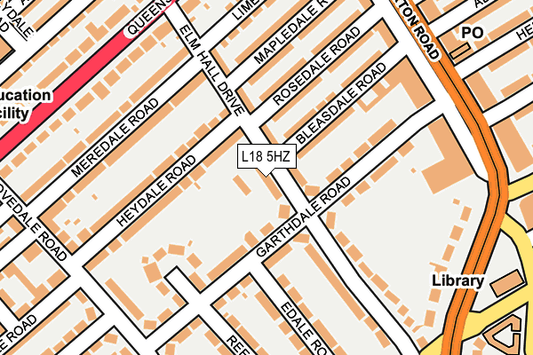 L18 5HZ map - OS OpenMap – Local (Ordnance Survey)