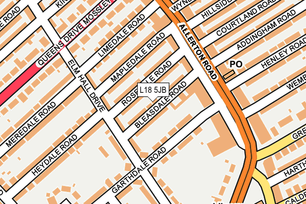 L18 5JB map - OS OpenMap – Local (Ordnance Survey)
