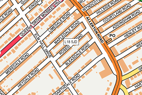 L18 5JD map - OS OpenMap – Local (Ordnance Survey)