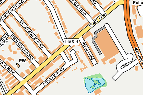 L18 5JH map - OS OpenMap – Local (Ordnance Survey)