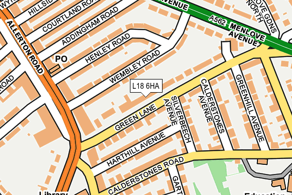 L18 6HA map - OS OpenMap – Local (Ordnance Survey)